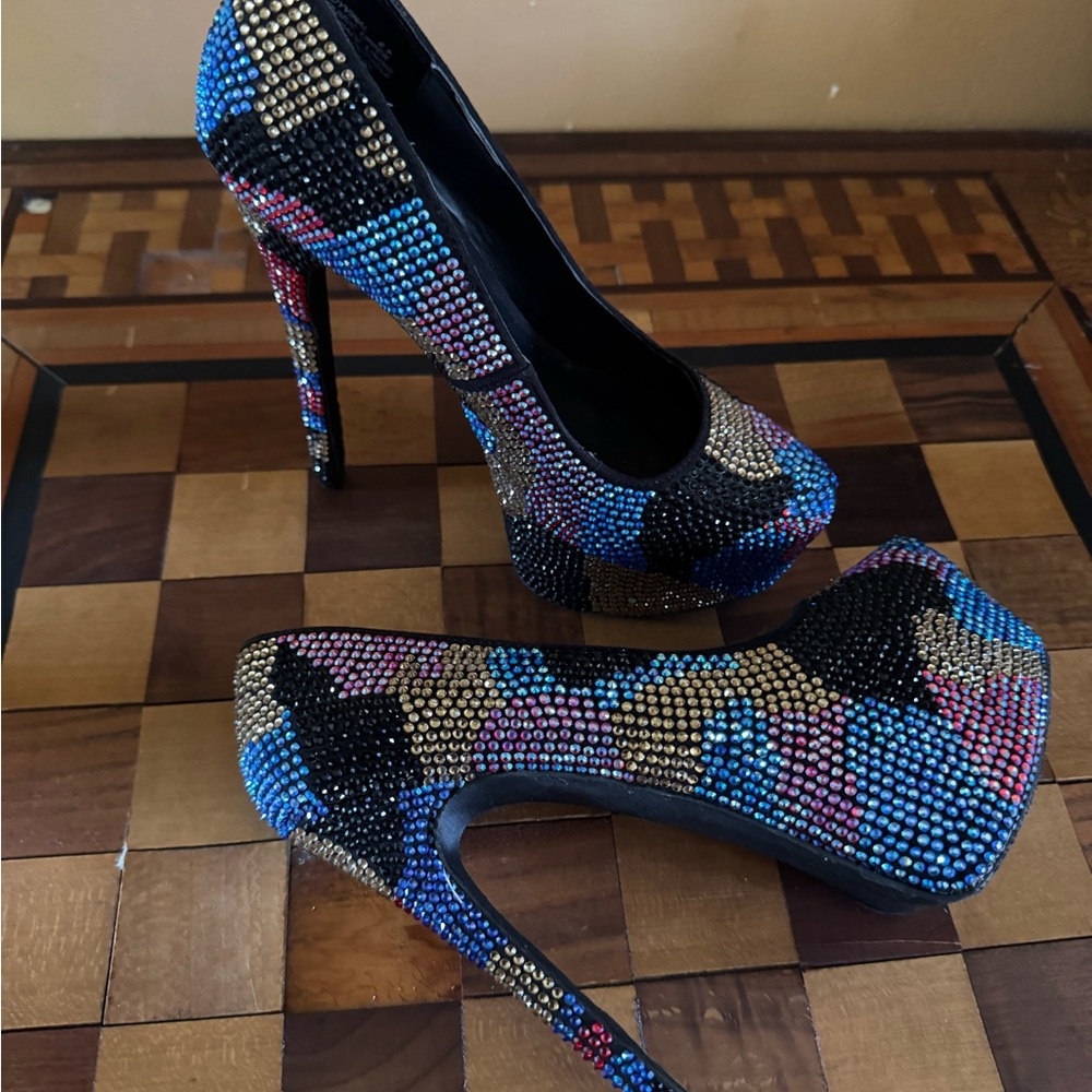Multicolor Rhinestone Steve Madden Platform Heels